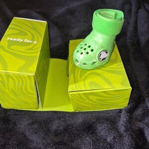 Dog crocs green glow and the dark booties